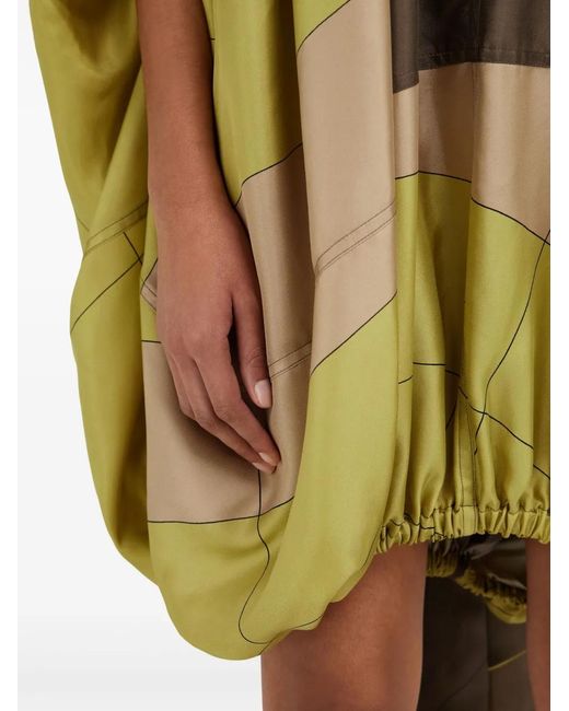 Ferragamo Green Printed Silk Dress