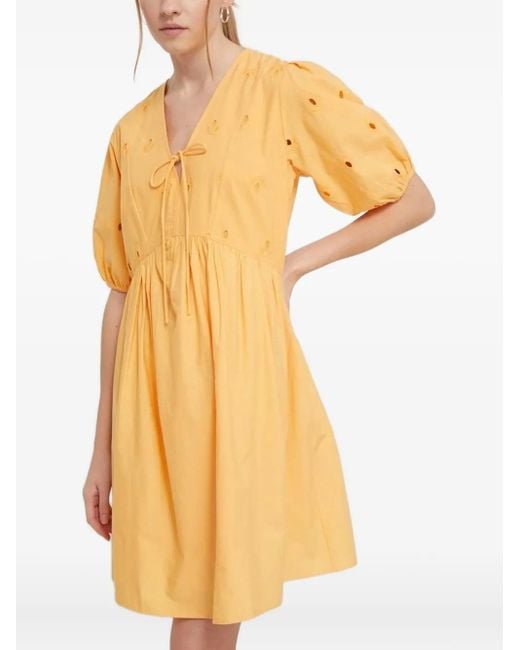 Desigual Yellow Puff-Sleeve Mini Dress