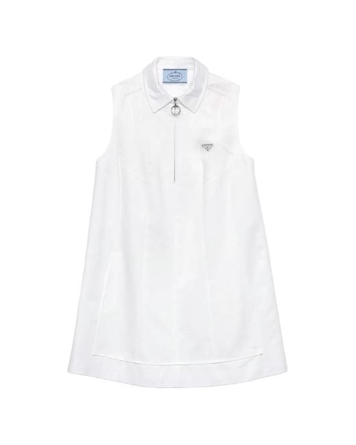 Prada White Chino Zipper Mini-Dress
