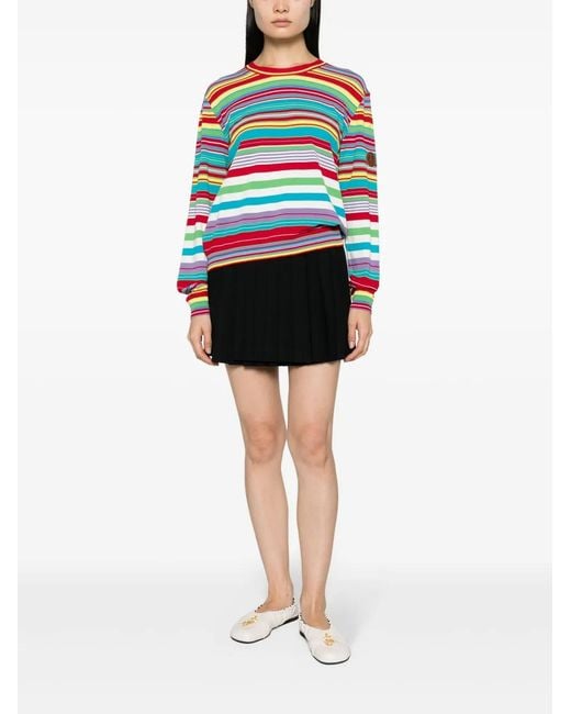 Moschino Red Stripe-Pattern Logo-Patch Jumper