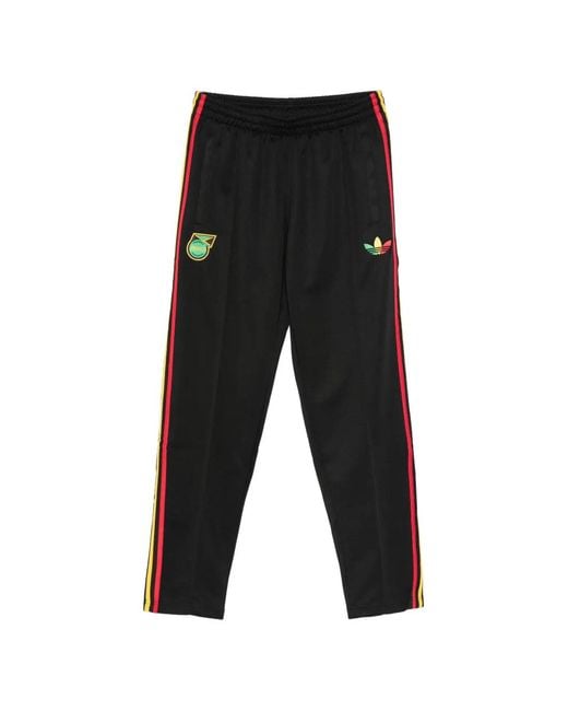 Adidas Black X Jamaica X Bob Marley Originals Stripe Logo Track Pants for men