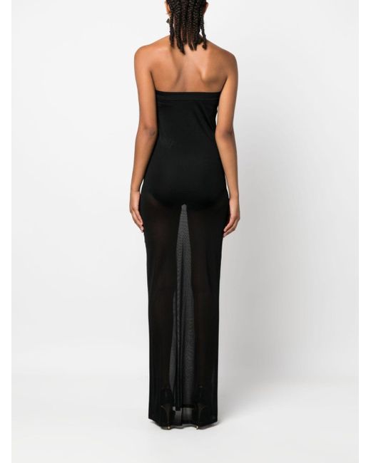 Saint Laurent Black Semi-sheer Strapless Dress