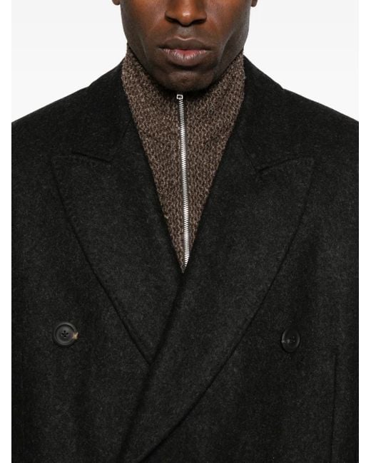 Our Legacy Black Whale Double-Breasted Coat for men