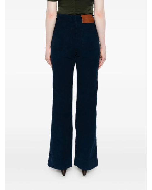Victoria Beckham Blue Hose aus Cord mit Vordertaschen