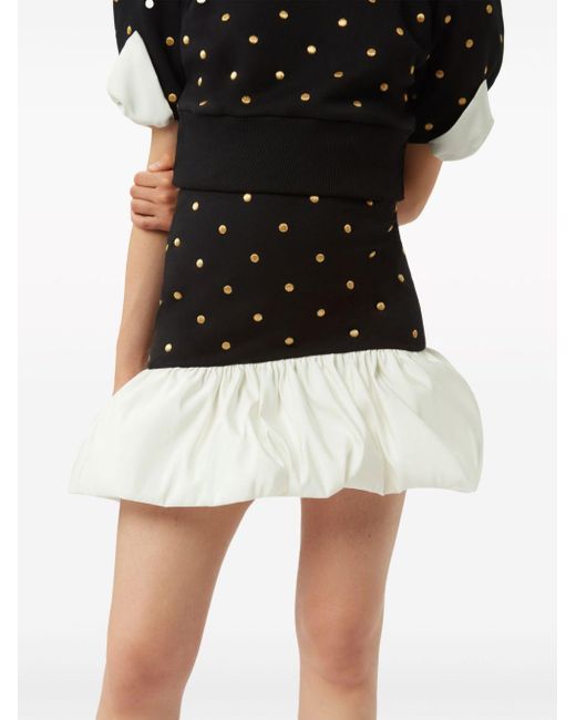 Nina Ricci Black Polka-dot Print Cotton Skirt