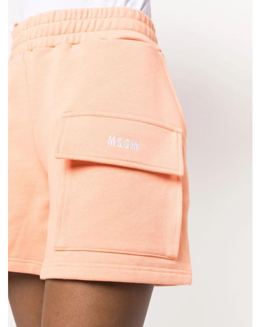 MSGM Pink Short En Maille À Coupe Courte