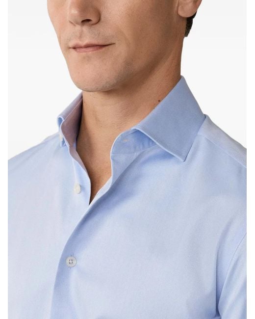 Hackett Blue Herringbone-Pattern Knightsbridge Shirt for men