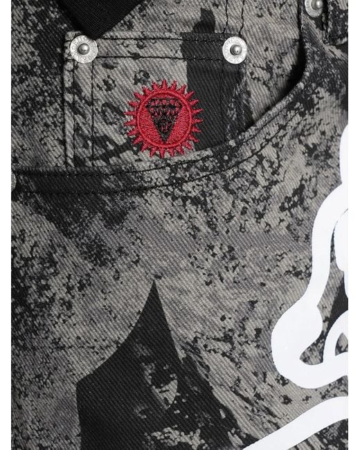 ICECREAM Black Running Dog Abstract-Print Jeans for men