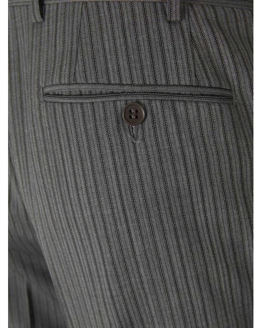 Canali Gray Striped Tailored Trousers for men