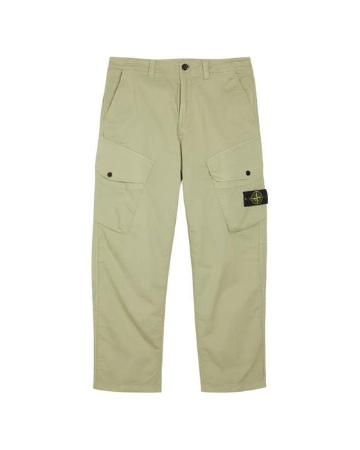 Stone Island Green Logo-Patch Trousers for men