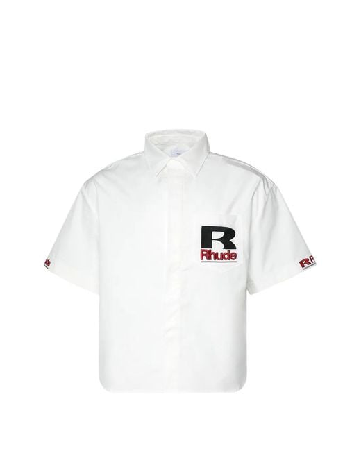 Rhude White Petrol Oversized Mechanic Shirt for men