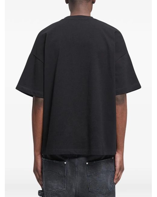 RETERNITY Black Signe Logo-Patch T-Shirt for men