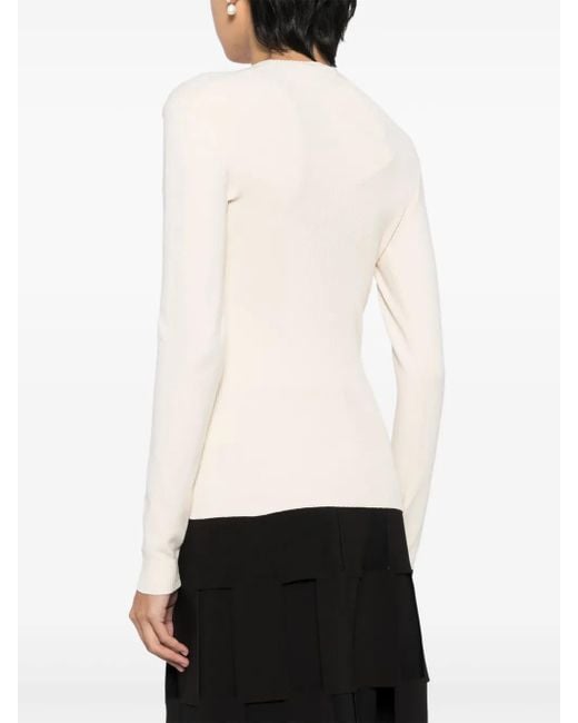 A.W.A.K.E. MODE Natural Lip-Appliqué Knitted Top