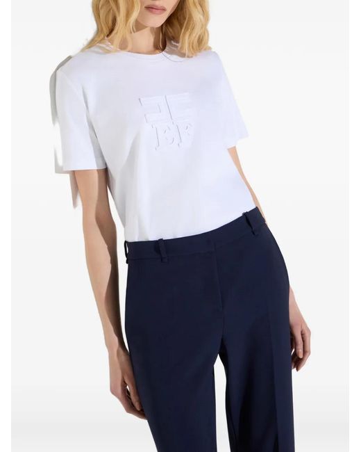 Elisabetta Franchi White Jersey T-Shirt With Logos
