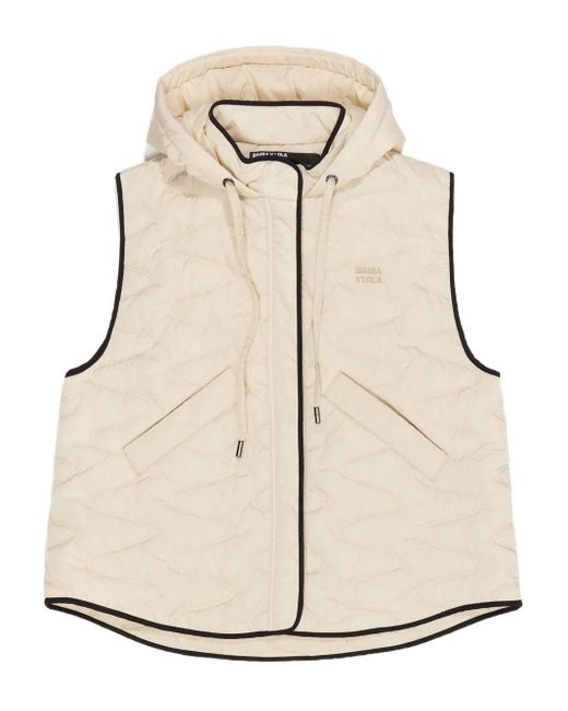Bimba Y Lola Natural Hooded Quilted Gilet