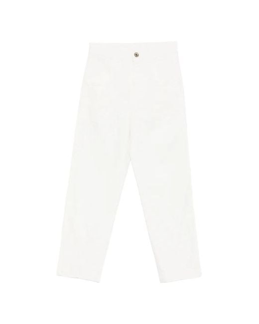Eleventy White Belt-Loops Trousers