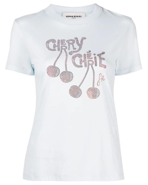 Sonia Rykiel White Embellished Cotton T-Shirt