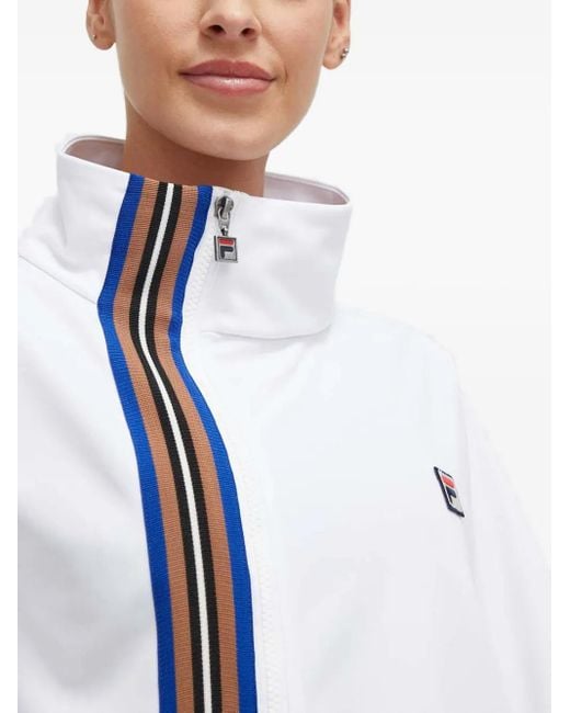 Fila White Striped Zip Top