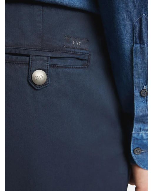Fay Blue Pantalon Chino À Plis for men