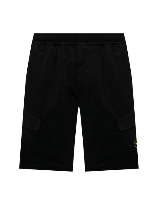 Stone Island Black Logo-Patch Cargo Shorts for men