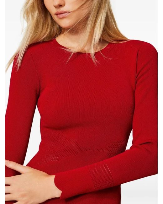 Twinset Gebreide Jurk Met Gewelfde Afwerking in het Red