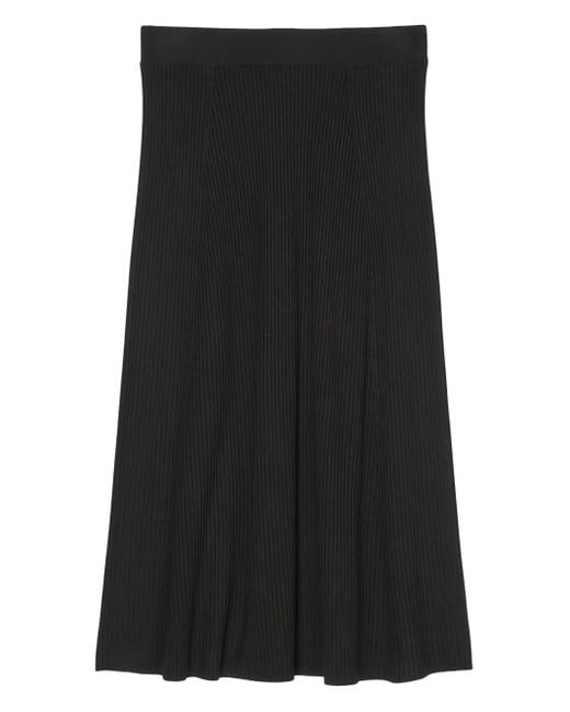 Marc O' Polo Black Ribbed Midi Skirt