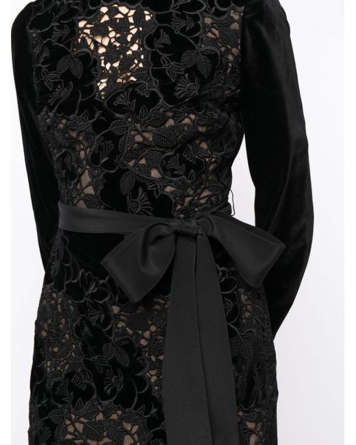 Vestido con encaje floral Elie Saab de color Black