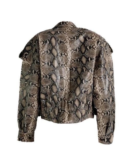 VAQUERA Natural Python-Effect Epaulette Jacket