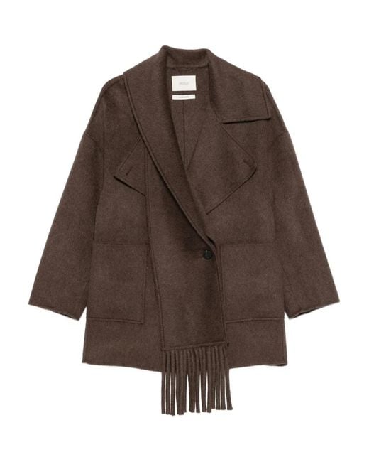 ViCOLO Brown Fringed-Collared Coat