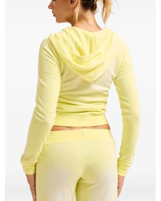 Juicy Couture Yellow Washed-Effect Zip-Up Hoodie