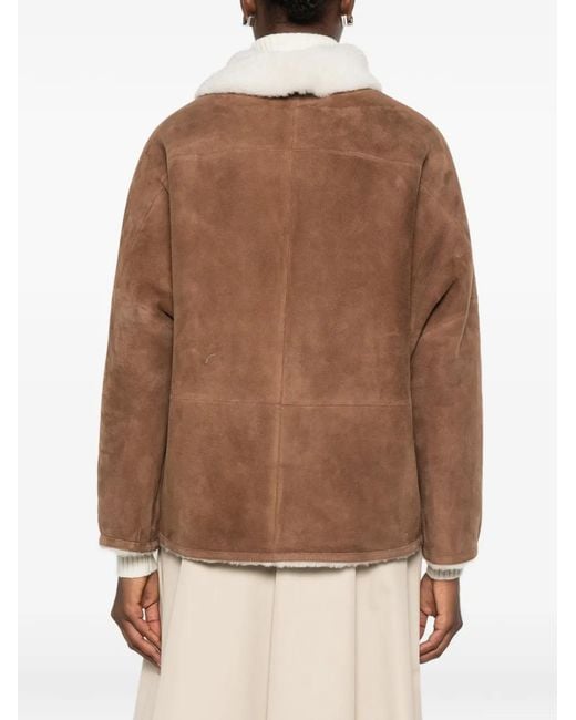 Manzoni 24 Brown Shearling-Collar Suede Jacket