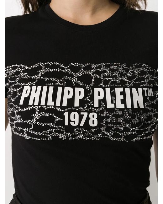 Philipp Plein Black Logo Print Slim-Fit T-Shirt
