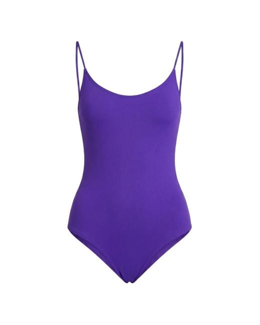 Fisico Purple Scoop-Neck Spaghetti-Strap Swimsuit