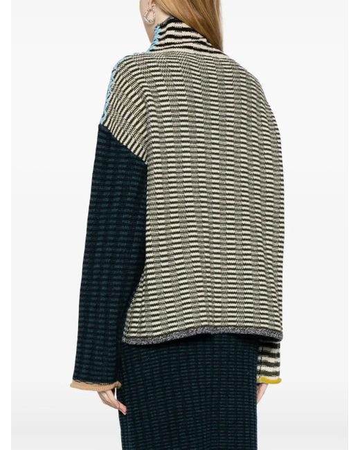 YANYAN KNITS Gray Logo-Embroidered Roll-Neck Jumper