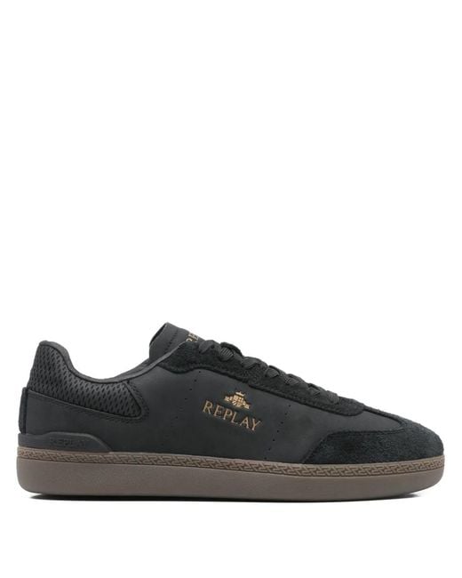 Replay Black Pyper Lace-Up Leather Sneakers for men