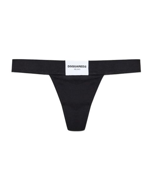 DSquared² Black Tanga Aus Baumwollstretch