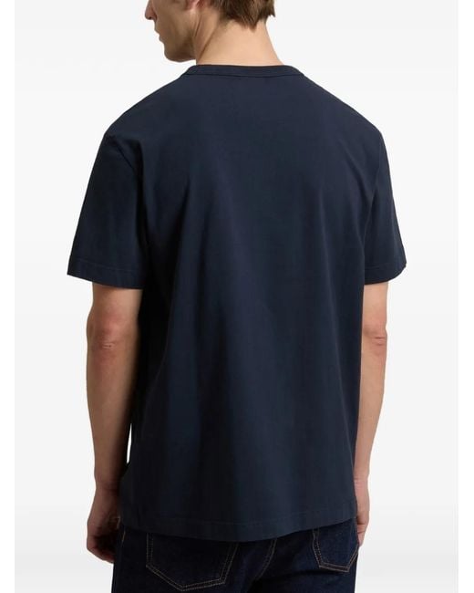 Woolrich Blue Cotton Logo T-Shirt for men