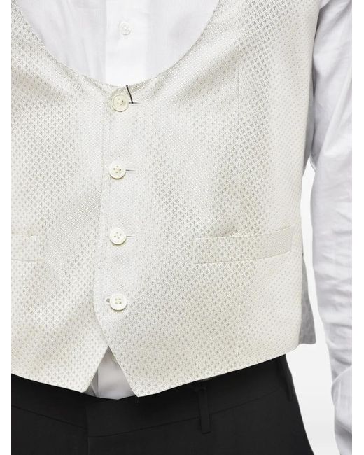 Corneliani White Embroidered Waistcoat for men