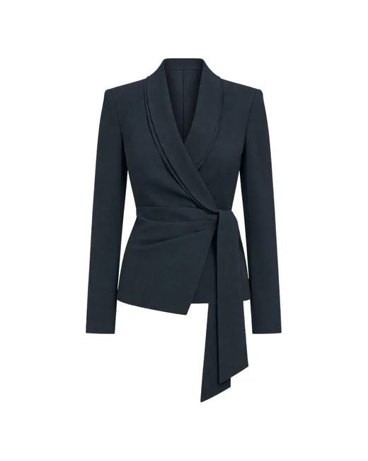 Patrizia Pepe Blue Tie Belt Blazer