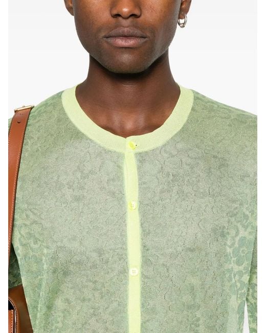 Martine Rose Green Floral-Jacquard Cardigan for men