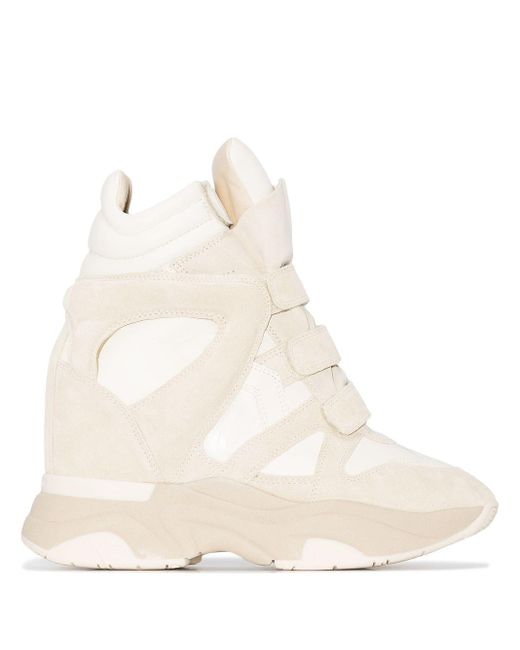 Isabel Marant Leer Balskee Sneakers Met Sleehak in het Wit - Lyst