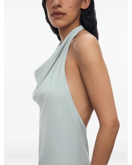 12 STOREEZ Blue Cannes Cowl-Neck Backless Top