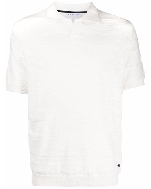 Manuel Ritz Cotton Ribbed-hem Polo Shirt in White for Men - Lyst