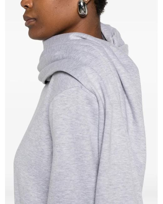 Magda Butrym White Draped-Detail Crew-Neck Sweatshirt