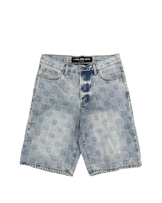 LOSTSHDWS Blue Short En Jean À Design Embossé for men