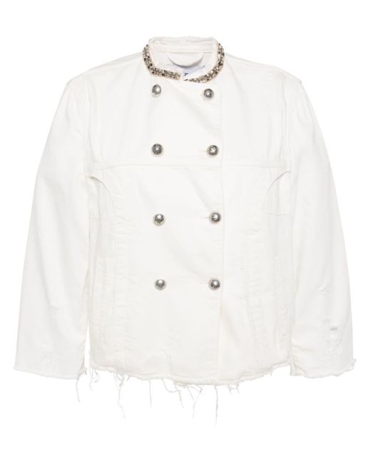 Ermanno Scervino White Crystal-embellished Double-breasted Jacket