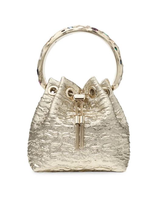 Jimmy Choo White Bon Bon Bucket Bag