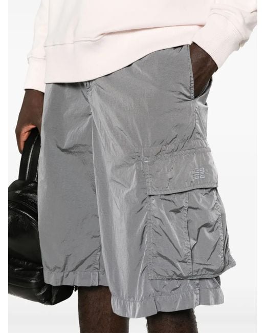 Givenchy Gray 4G-Embroidered Cargo Shorts for men