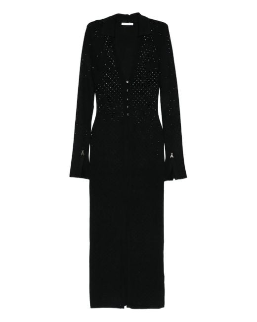 Patrizia Pepe Black Embellished Button-Front Midi Dress