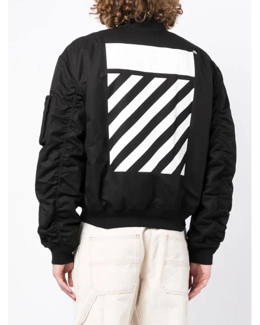 Off-White c/o Virgil Abloh Black Diag Print Bomber Jacket for men
